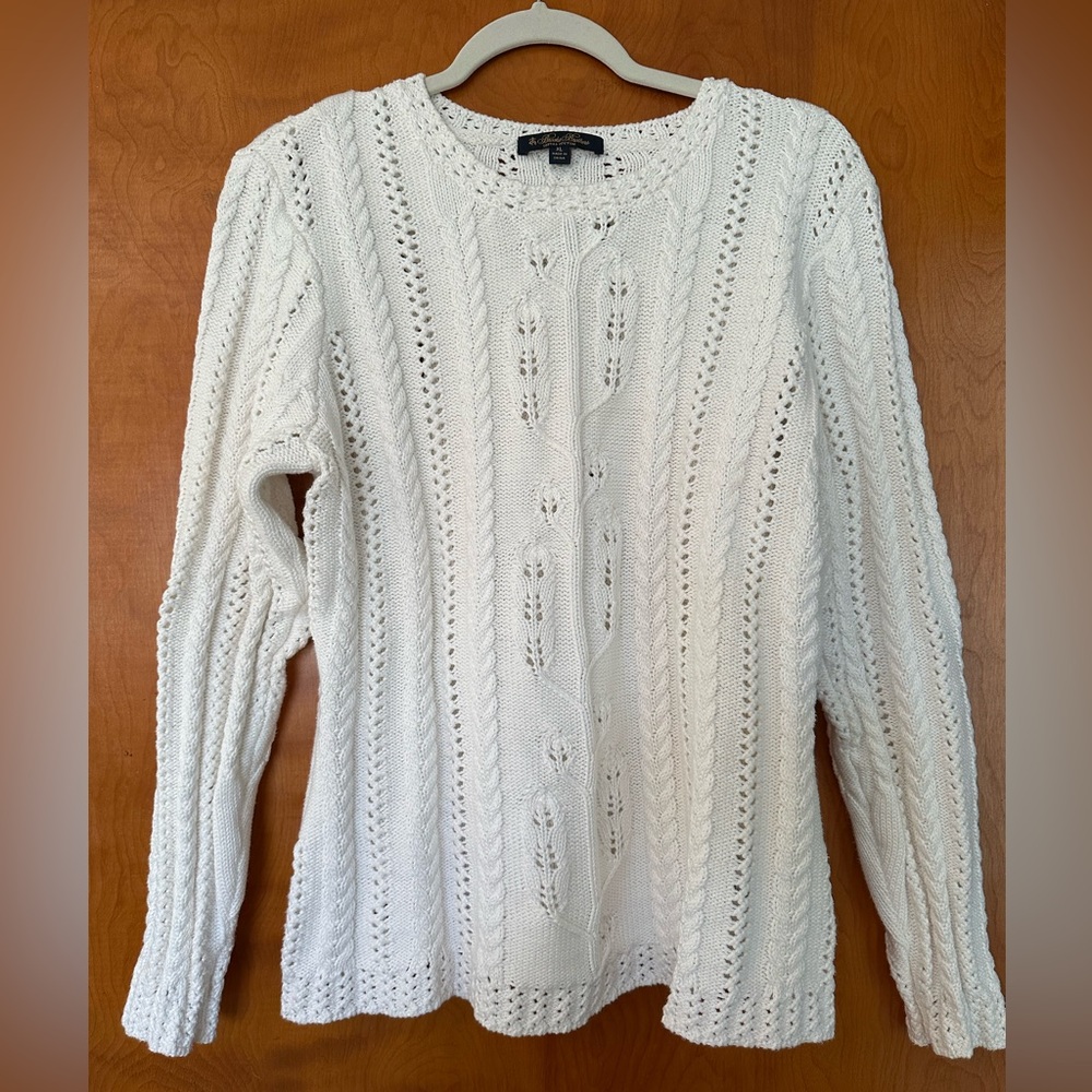 Brooks Brothers Women’s XL White Cotton Open Weave Sweater
